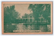 c1920 Home Buffalo Launch Club Exterior Pond New York Vintage Antique Postcard picture