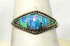 Native American Navajo Lab Created Opal Ring Size 9 James Kee Inlaid Opal #181 picture