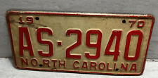 1970 North Carolina NC License Plate Tag # AS-2940 picture