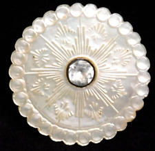 Large Antique 18th C. Carved & Engraved Pearl Shell Jewel BUTTON NICE 1&5/16 picture