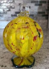 Vtg Unmarked Murano Style Pumpkin Beautiful Art Glass  Yellow Red Green Brown picture