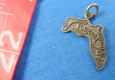 Florida State Map Vintage Sterling Silver Charm Miami Jacksonville Tampa Tallaha picture