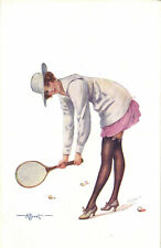 PC CPA EROTIC, ARTIST SIGNED, PENOT, WOMEN'S TENNIS, Vintage Postcard (b17579) picture