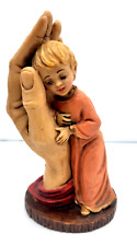 Jesus Hand Holding A Young Child Resin Clay Material Rare 7” Tall Vintage picture