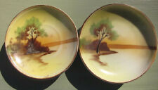Vintage Chikaramachi Japan House on the Lake Hand Painted Dish Saucer Lot of 6 picture