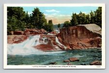 Postcard Little Niagara Sourdnahunk Stream Nesowadnehunk Maine, Vintage i14 picture
