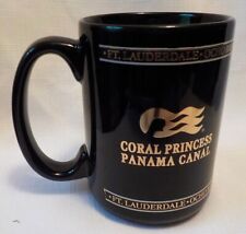 CORAL PRINCESS Cruise Line Panama Canal Black/Gold Tone Map Souvenir Coffee Mug picture