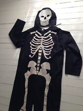 Antique Vintage Halloween 1940s Cloth Skeleton Costume with Skull Mask EXCELLENT picture