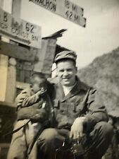 E2 Photograph Slightly Blurry Foreign Taking Photo With Military Man 40-50's picture