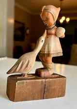 Vintage Carved Wooden Girl and Goose Hummel Style picture