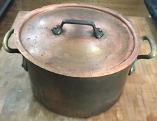 Large Antique French Copper hammered Bassine à Ragout pot With lid 13 Lbs picture