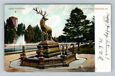 Reading PA-Pennsylvania, City Park, Deer Fountain, c1906 Vintage Postcard picture