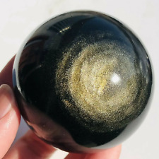 Beautiful Golden Obsidian Sphere Natural Flashy Sparkly Crystal Healing picture