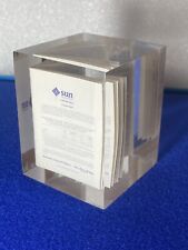 Sun Microsystems Stock Booklet Lucite Acrylic Paperweight Vintage 1986 Rare picture