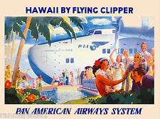 1950s Honolulu Clipper Hawaii Hawaiian Vintage U.S. Travel Advertisement Poster  picture