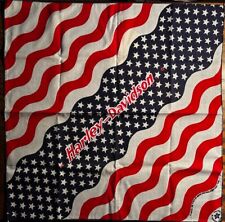 Vintage Harley Davidson Motorcycle Bandana Scarf Poly Cotton Red White Blue Flag picture