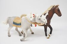 2 Schleich Horses Brown and White Trakehner Stallion and Sioux Archer Horse Mare picture