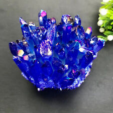 120g Large Natural Aura Blue Crystal Titanium Bismuth VUG Stone Cluster Healing picture