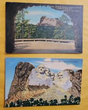 2 Early Unused Postcards Mt. Rushmore Memorial Through Tunnel Black Hills M28 picture