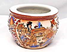Chinese Vintage Porcelain Planter Fishbowl Hand Painted Decorated 24k Gold Nice picture
