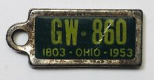 Vintage DAV License Plate Keychain 1953 Ohio GW-860 picture
