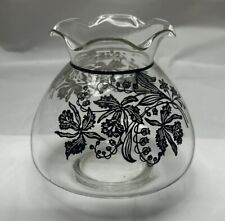 Antique Cambridge 1930s Glass 5” Floral Overlay On Clear Vase, Ruffled Top Edge picture