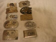 10 DIFFERENT WESTERN STYLE COWBOY HORSE BELT BUCKLES OLDER LOT  picture