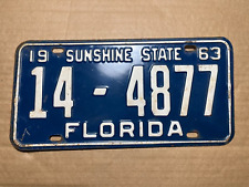 1963 Florida License Plate Marion County 14 - 4877 Excellent Condition picture