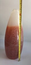 Blown Art Glass Double Cased Heavy Frosted White & Salmon 13 Inch Vase picture