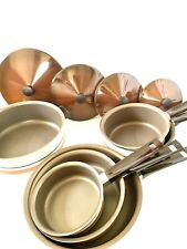Vintage Regal Ware Cast Aluminum Cookware Set | 10 pieces | Creme/Brown Striped picture