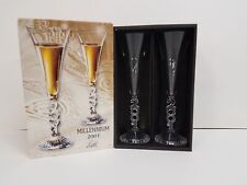 2001 Millennium French Crystal D'Arques Champagne Flutes 24% Lead Crystal picture
