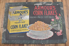 Vintage Armours Corn Flakes Cereal Cardboard Double Sided Advertising Sign picture