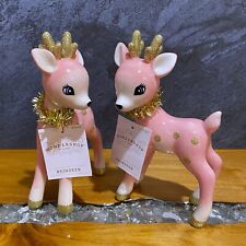Target 2023 Wondershop Pink Retro Standing Reindeer Ceramic Figurine 7.75” X2 picture