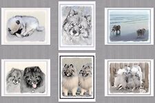 6 Assorted Keeshond Dog Blank Art Note Greeting Cards picture