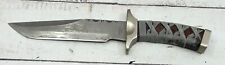 Vintage Stainless Steel Clip Point Hunting Knife w Sheath JImping Kullenschliff picture