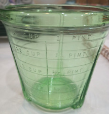 Vintage Vidrio Uranium Green Depression Glass Measuring Cup GORGEOUS L@@K picture