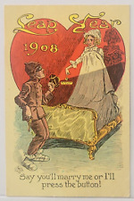 Leap Year Antique Postcard 1908 Marry Me Burglar Alarm picture