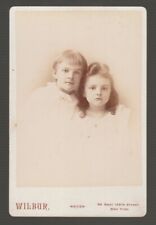[71769] 1860-1880's CABINET CARD CUTE BROTHER & SISTER by WILBUR, NEW YORK CITY picture