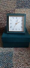 A Vintage Luxor Travel Alarm Clock IN Green Leather Case And Good Working Order picture