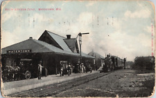 Antique Northwestern Railroad Depot Postcard Watertown, Wisconsin Posted picture