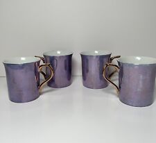 4  Iridescent Purple Hiraki Coffee Mugs Pottery Barn  Made in Japan Lusterware picture