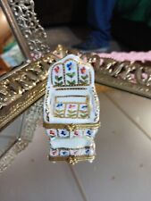 Vintage Porcelain Hinged White &gold Accents 1997 Enesco Co. Trinket Box picture