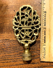 Solid Brass Custom Cast Tall Floral Basket Finial New Old Stock picture