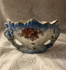Perfectly Shabby Chic Vintage Lusterware Blue And White Vase picture
