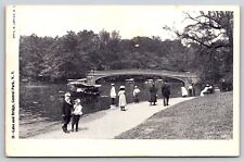 Original Old Vintage Outdoor Postcard Central Park Lake Bridge New York City, NY picture