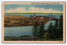 1956 Pulpwood Raft on Chequamegon Bay Ashland Wisconsin WI Vintage Postcard picture