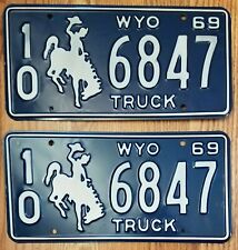 1969 WYOMING WY TRUCK LICENSE PLATES TAG ‘6847', NOS, Vintage – FREMONT COUNTY picture