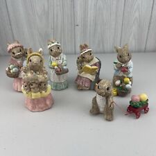 VTG Lot of 6 United Design THE EASTER BUNNY FAMILY 1980s Easter Rabbit Figurine picture