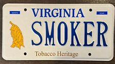 Expired Virginia Personalized Vanity Tobacco Heritage SMOKER man cave tag Sign picture