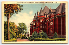 Utica, NY, Administration Building, Chapel, Masonic Home, Vintage 1951 Post Card picture
